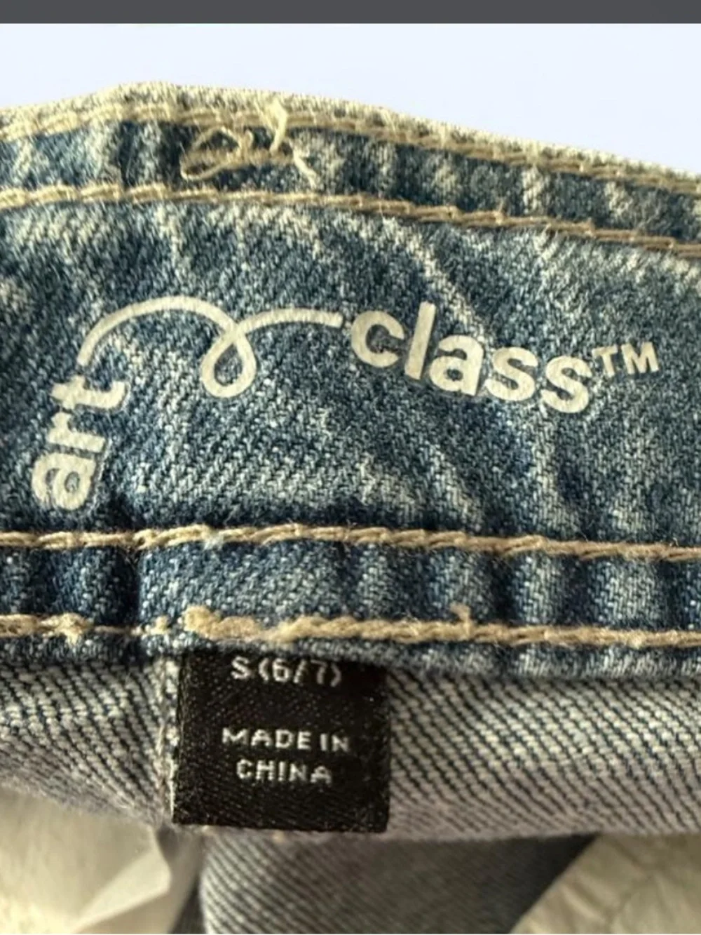 Youth art class Girls' Acid Wash Denim Shorts - Light Blue/dark blue size 6/7
